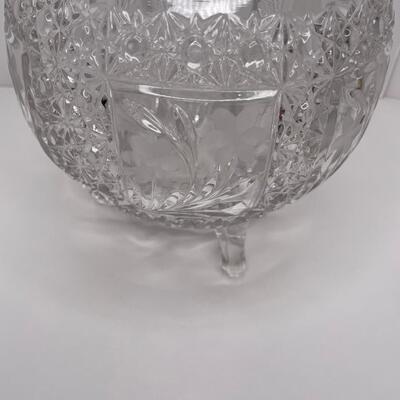 Vintage Crystal Floral Footed Bowl