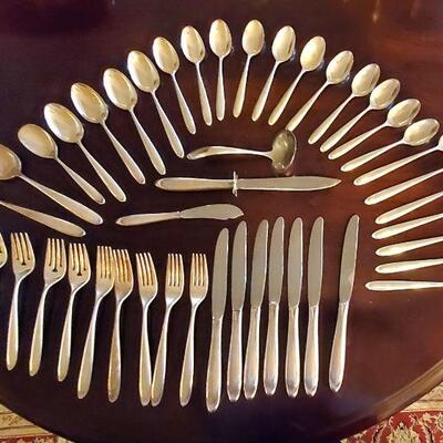 Just added! 49 PC sterling silver mid- century Lunt flatware  $1100. Some pieces not pictured


