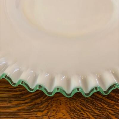 Vintage Fenton Decorated Emerald Crest Milk Glass Plate (1950's)