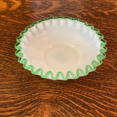 Fenton Emerald Green Milk Glass Dessert Bowl