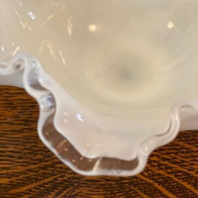 Fenton White Ruffled Edge Milk Glass Bowl