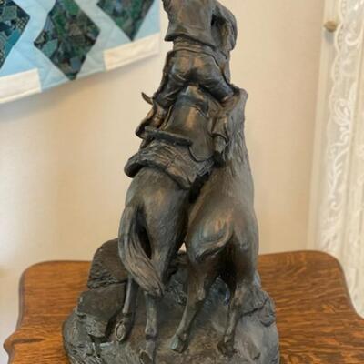 Metal Sculpture of Cowboy/Horse and Buffalo