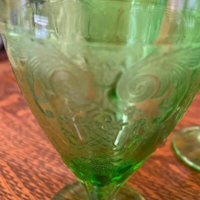 Set of 8 Green Depression Glass Tumblers