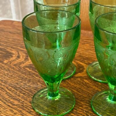 Set of 8 Green Depression Glass Tumblers