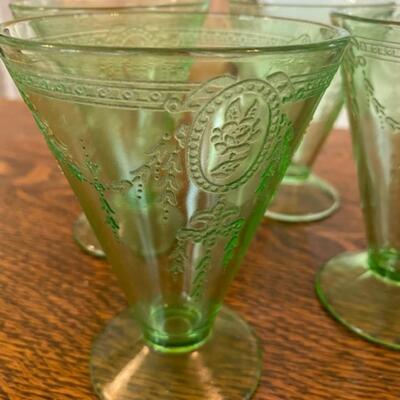 Vintage Green Belmont Tumbler - Rose Cameo Pattern Depression Glass