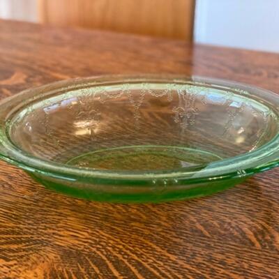 Vintage Green Depression Glass Serving Bowl 10