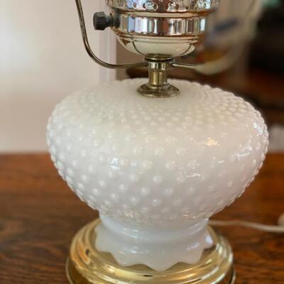 Vintage Hobnail Milk Glass Lamps - Set of 2