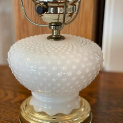 Vintage Hobnail Milk Glass Lamps - Set of 2