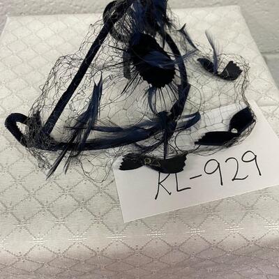 Vintage black with navy flowers, veil