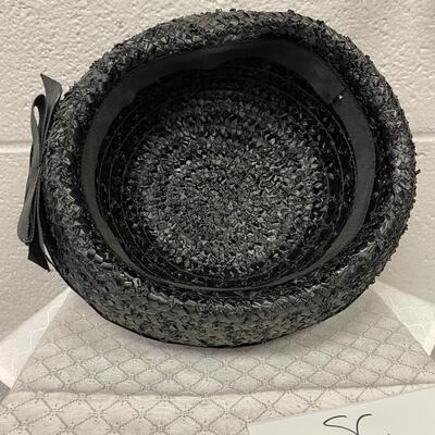 Vintage black straw hat