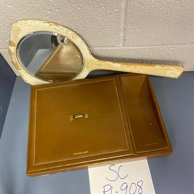 Dresser caddy and large hand mirror