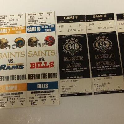 https://www.ebay.com/itm/115463750404	ORL3075 LOT OF 6 VINTAGE 1990s NEW ORLEANS SAINTS FOOTBALL TICKETS		Auction
