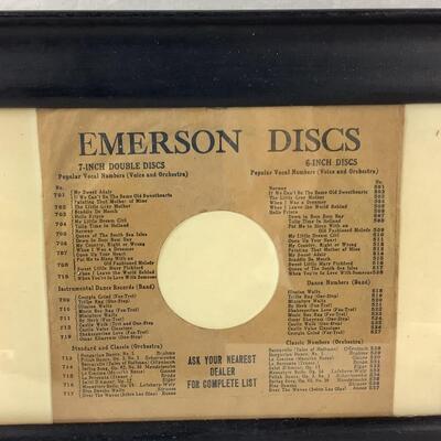 5199 Vintage Framed '79 Infomark Inc. Advertisement & Framed Little Wonder Over the Top Emerson Disc No.758