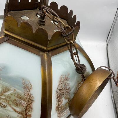 Currier & Ives winter scene hanging light