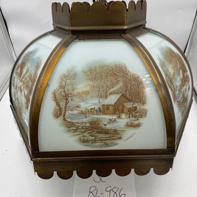 Currier & Ives winter scene hanging light