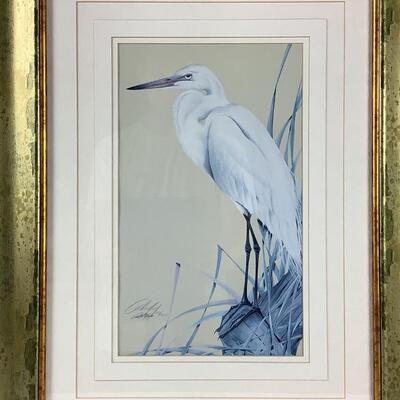5205 Art LaMay Custom Matted Signed & Numbered American Egret