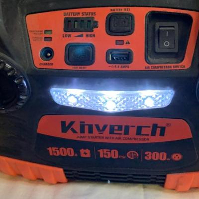 Kinverch Battery ðŸ”‹  Jump Starter ðŸ’¡ 1500 Peak/750 Instant Amps Portable Powerâš¡ï¸ Station with 300W Inverter,150 PSI Air ðŸ’¨...