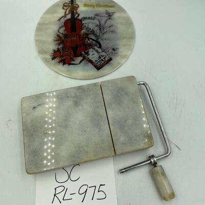 Marble cheese slicer and Christmas decor