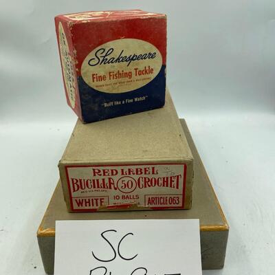 Shakespeare rod box & Red Label crochet box