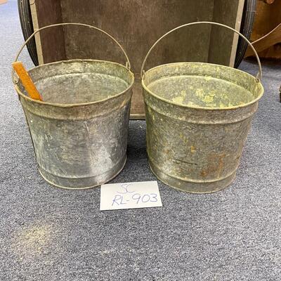 2 galvanized buckets