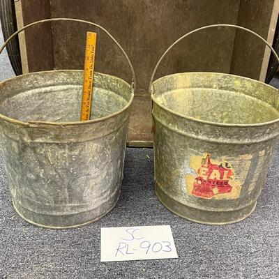 2 galvanized buckets