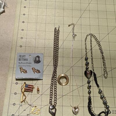 Variety Lot of Pins, Necklaces, and Earrings