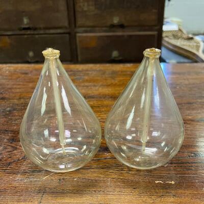 Vintage Mid century lucite and hand blown tulip shape oil lamp