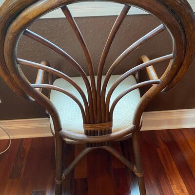 Rattan chair w/upholstered seat
