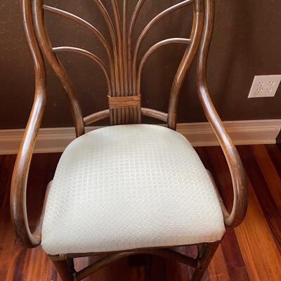 Rattan chair w/upholstered seat