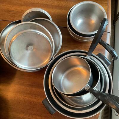 Faberware Pots & lids with 3 fry pans