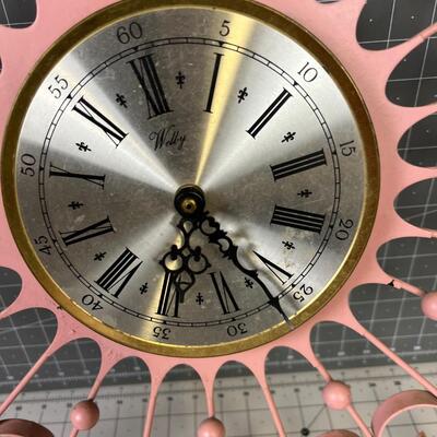 Vintage Mauve Metal Wall Clock