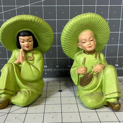 Chalk Ware Asian Figurines 