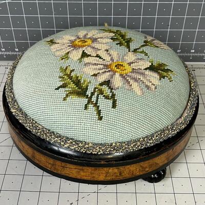 Small Needle Point Foot Stool Antique