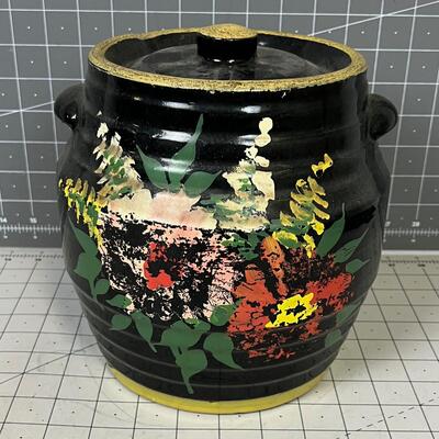 Flower Black Cookie Jar
