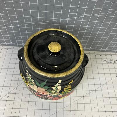 Flower Black Cookie Jar