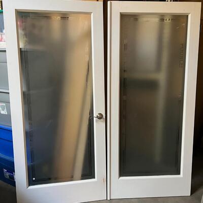 Pair of French Doors, Solid wood/Frosted Glass