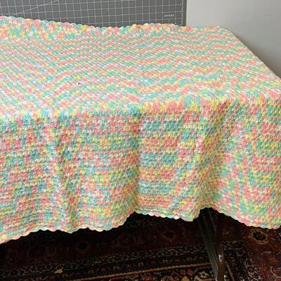 Crocheted by Hand Baby Blanket, Pastel Colors 