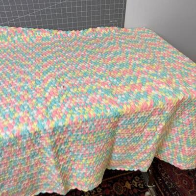 Crocheted by Hand Baby Blanket, Pastel Colors 