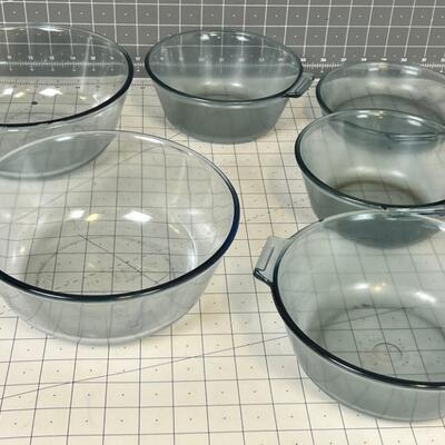 Blue Pyrex Backing Dishes (6) 
