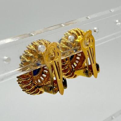 LOT 2: Vintage Gold Vermeil 925 Crystal Clip-on Earrings