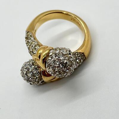 LOT 4: IVANA  Goldtone Crystal Twist Cocktail Ring  sz7.5