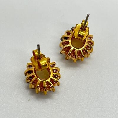 LOT 51:  Pierced Earrings - 1 Opal , 1 Small Flower/Amber
