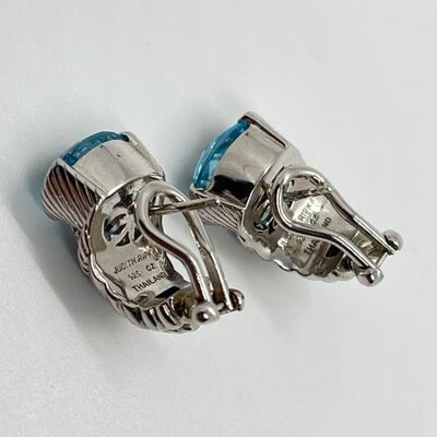 LOT 56: Judith Ripka Sterling Silver & CZ Pierced Earrings - Amethyst, Peridot, Blue Topaz and Crystal