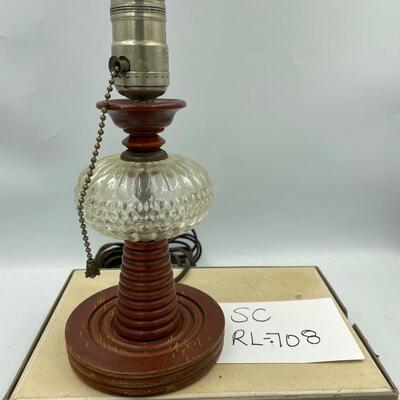 Vintage glass and wood lamp