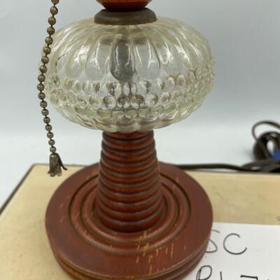 Vintage glass and wood lamp
