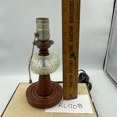Vintage glass and wood lamp