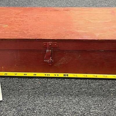 Red wooden storage box