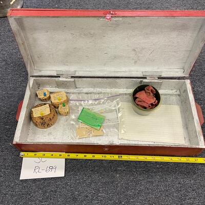 Red wooden storage box
