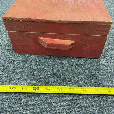 Red wooden storage box