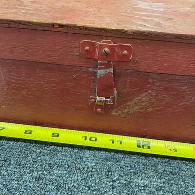 Red wooden storage box